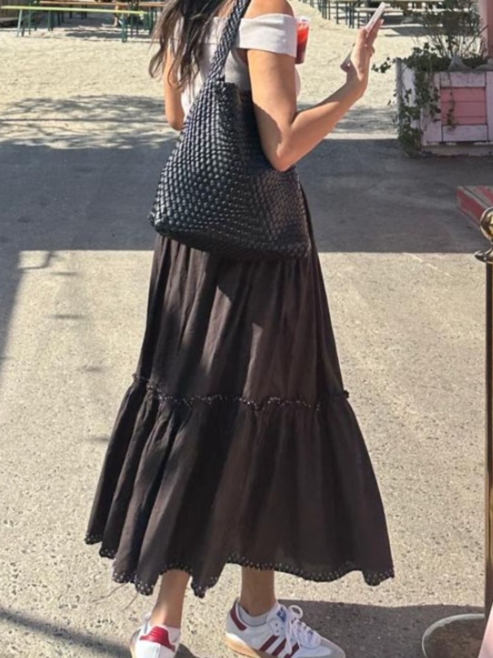 Long flowy brown skirt
